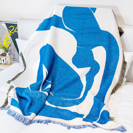 Blue Portrait Tapestry – Modern Decorative Woven Wall Art | Ikeame
