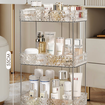Luxury Bathroom Trolley Storage Rack – Transparent Diamond Design | Ikeame