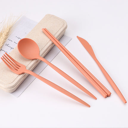Travel Tableware Set 🍴 – Wheat Straw, 4 Colours, Eco-Friendly
