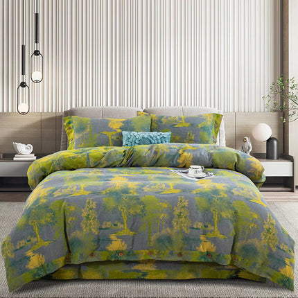 Cotton Floral Bedding Set | Jacquard 4 Piece Duvet Cover