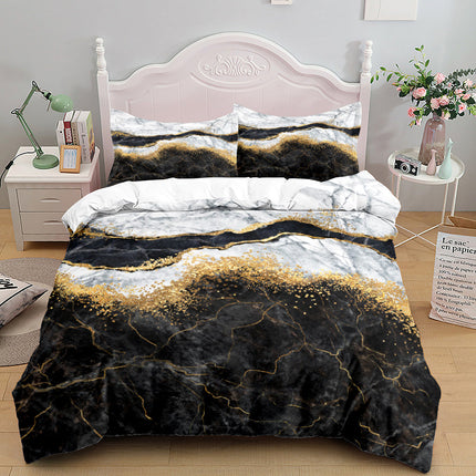 Metallic Gold Marble Quilt Cover Set – 3 Piece Bedding in 4 Colours & 3 Sizes