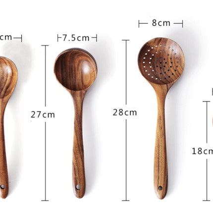 Solid Wood Household Non-stick Pan Wooden Spatula Set