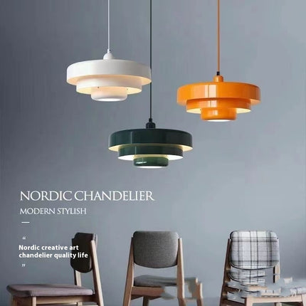 Nordic Danish Rainbow Retro Cake Chandelier – Triple Layer Gloss Finish