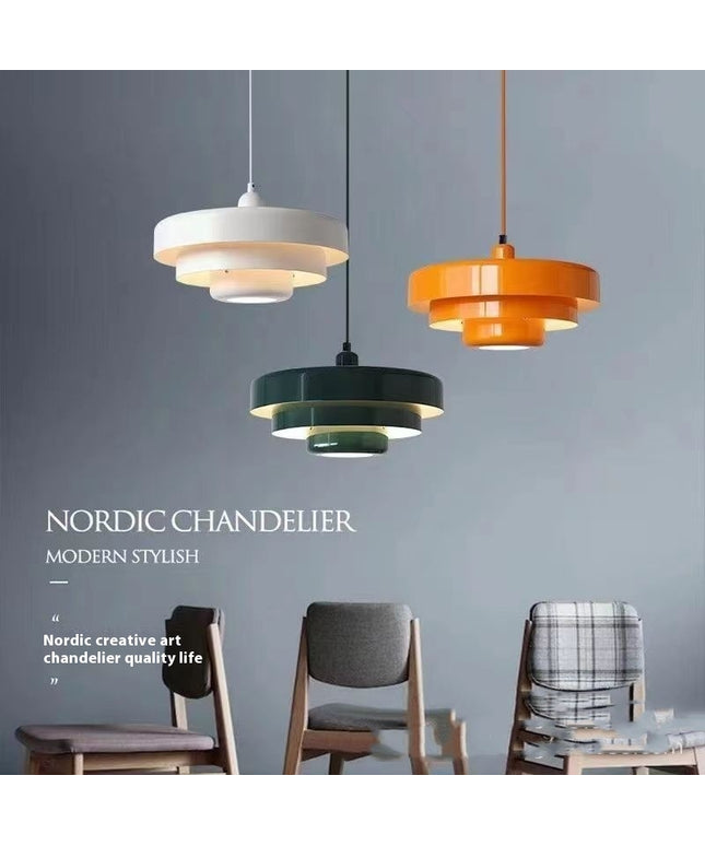 Nordic Danish Rainbow Retro Cake Chandelier – Triple Layer Gloss Finish