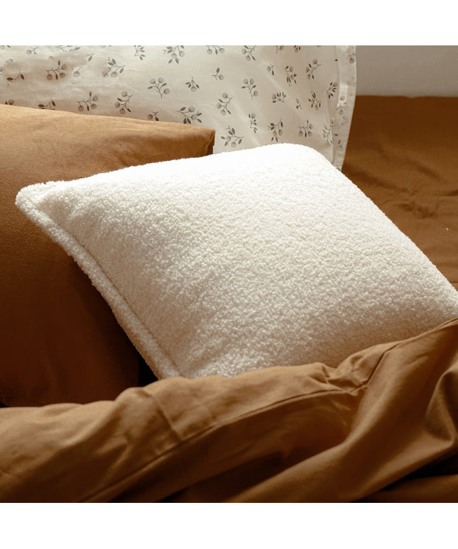 Cashmere-Feel Plush Cushion – Off-White Square & Rectangle | Ikeame