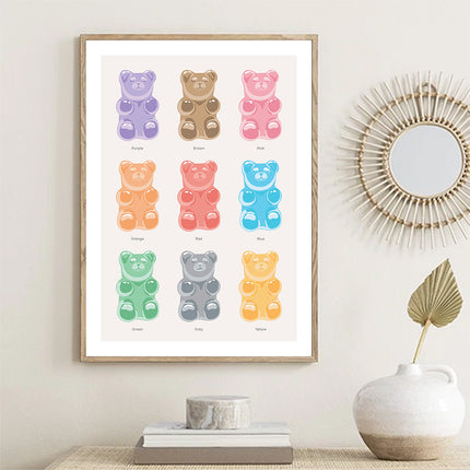 Colourful Gummy Bear Canvas Wall Art | Pop Art Poster