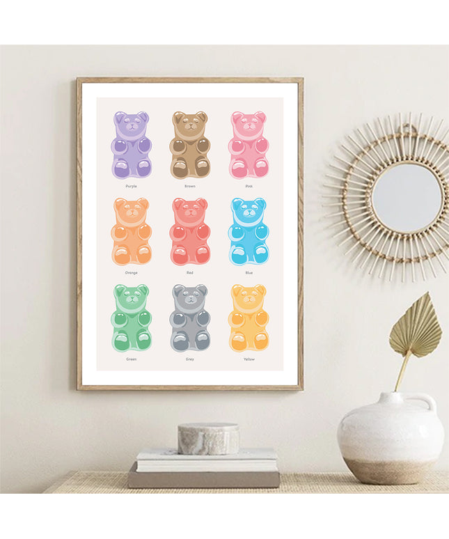 Colourful Gummy Bear Canvas Wall Art | Pop Art Poster