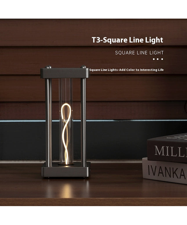 Creative Square Quantum Night Light Curved Wire Light Usb Atmosphere Small Night Lamp