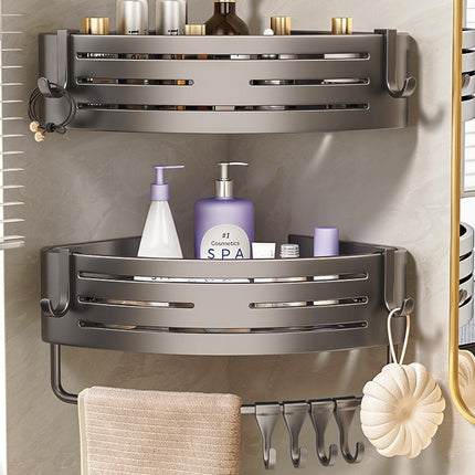 Portable Bathroom Corner Shelf – Raised Aluminium Storage | Ikeame