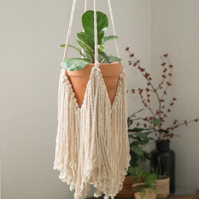 Boho Hanging Plant Holder – Handwoven Scandinavian Spider Net Bag