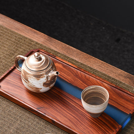 Small Leaf Red Sandalwood Tea Tray High-grade Epoxy Resin Retro Table
