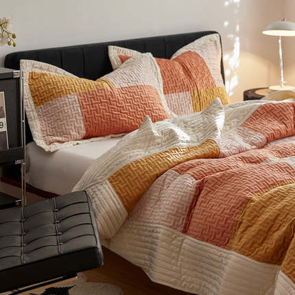 Crystal Velvet Bedspread | Colour Block Luxury Coverlet