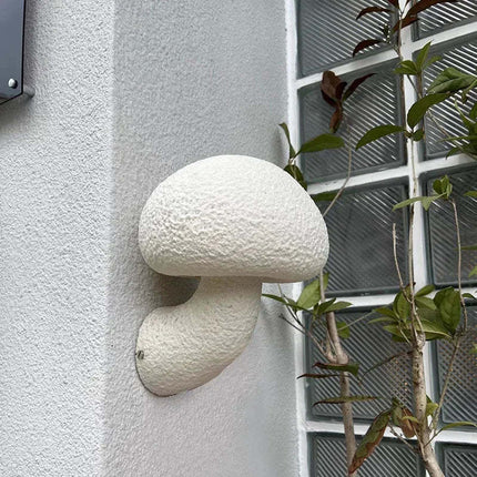 Nordic Mushroom Wall Light – White Resin LED Lamp (Indoor & Outdoor Use)
