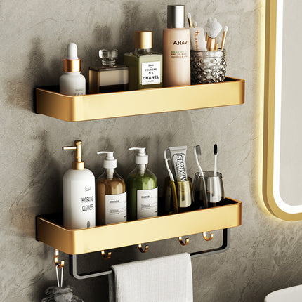 Bathroom Towel Storage Rack – Aluminium Shelf with Hooks | Ikeame