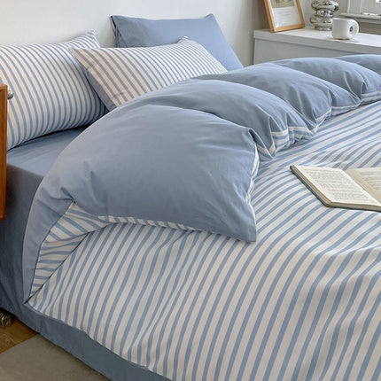 Cotton Bedding Set | Striped & Check Duvet Cover