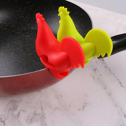 Chicken-Shaped Spill-Proof Silicone Pot Clip 🐔 – Red or Green