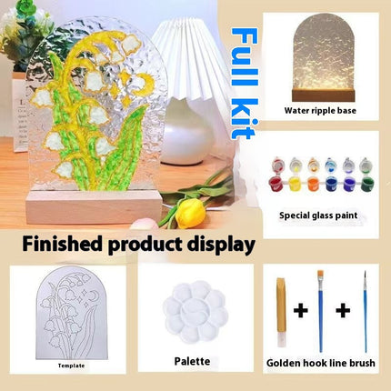 Tulip Handmade Diy Glass Painting Small Night Lamp Creative