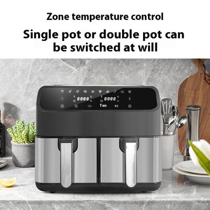 8L Stainless Steel Double Pot Air Fryer – Multi-Functional, Touchscreen