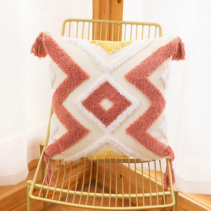 Bohemian Tufted Cushion Cover | Geometric Tassel Pillow