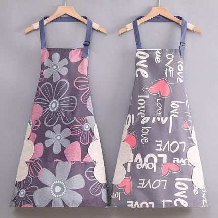 Anti-Fouling Canvas Kitchen Apron with Hand Wipe Panels – One Size | 4 Designs (Love & Sunflower)