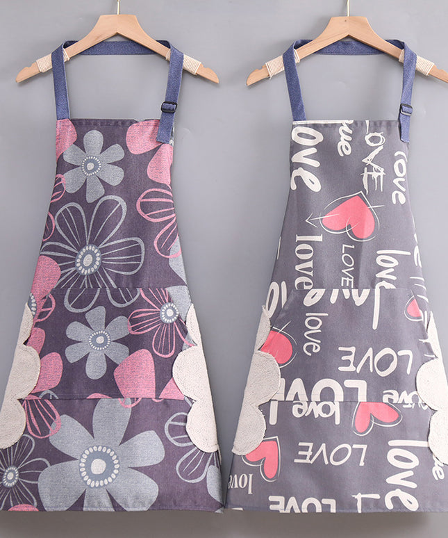 Anti-Fouling Canvas Kitchen Apron with Hand Wipe Panels – One Size | 4 Designs (Love & Sunflower)