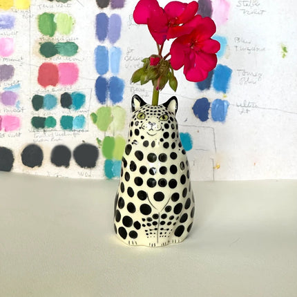 Mini Cat Vase – Stripes & Dots Resin Cute Décor
