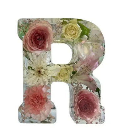 Letter Flower Transparent Flowers Resin Night Light Ornaments