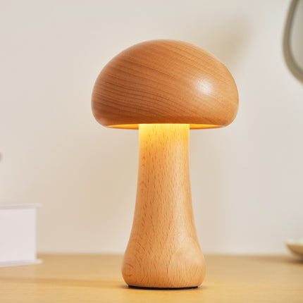 Solid Wood Mushroom Ambience Light Bedside LED Table Lamp