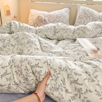 Cotton Bedding Set | Soft Wrinkled Duvet Cover 4 Piece