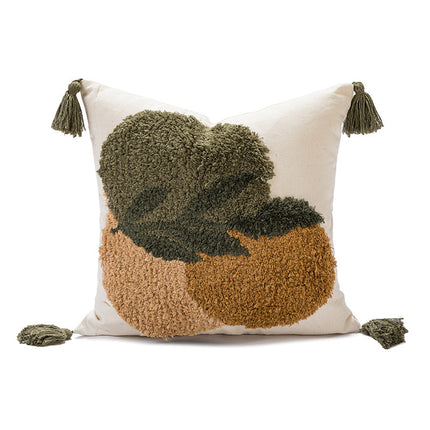 Embroidered Leaf Cushion Covers with Tassels