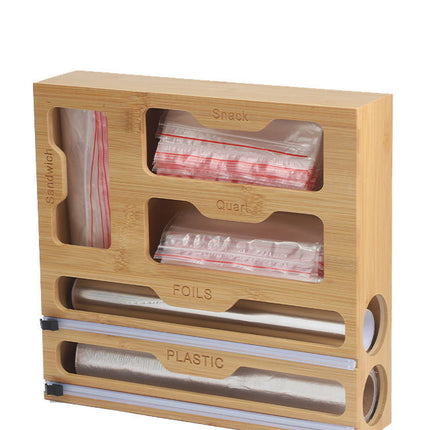 Bamboo Plastic Wrap Dispenser 🌿 – Double Layer or Storage Caddy