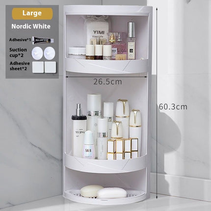 Bathroom Rotatable Storage Rack Wall Mounted, No Drilling Required