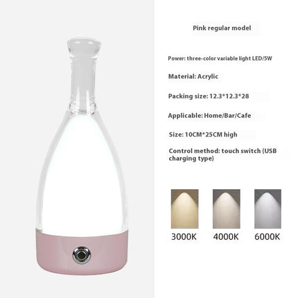 Portable Wine Decanter Lamp – LED Touch Dimming Light with Optional Leather Strap (8 Base Colours)
