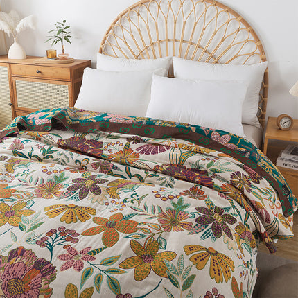 Cotton Gauze Blanket | Floral Lightweight Summer Quilt