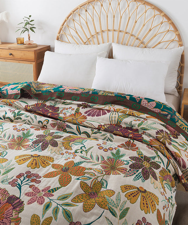 Cotton Gauze Blanket | Floral Lightweight Summer Quilt