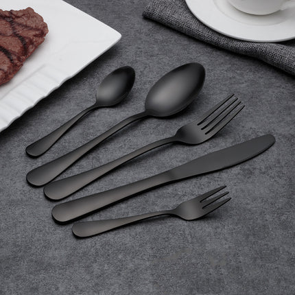 Black Stainless Steel Cutlery 🍽️ – 30-Piece Modern Dining Set