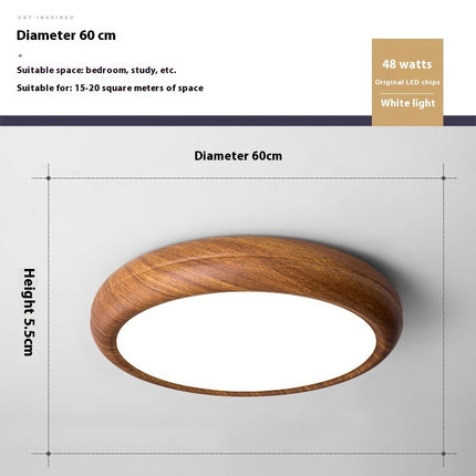 Circular Walnut Wooden LED Ceiling Light – Modern Minimalist Lamp
