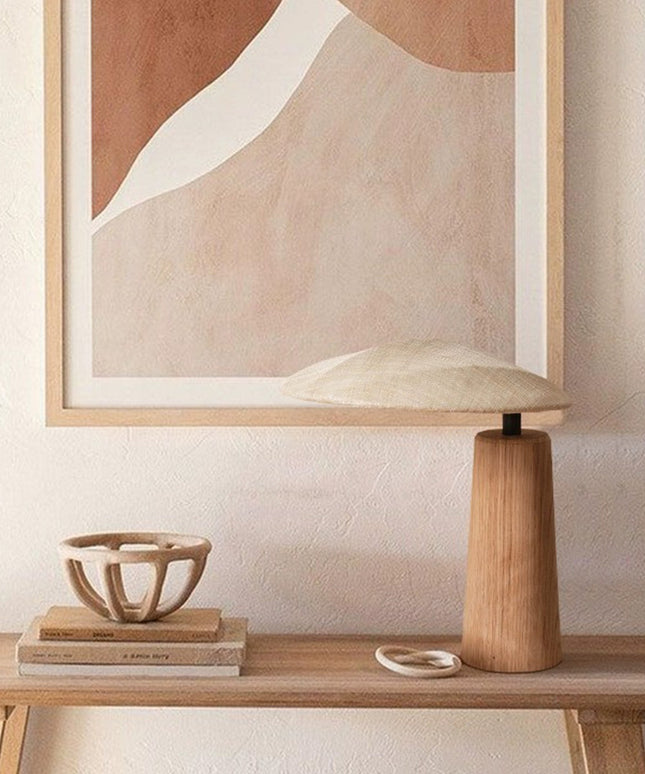 Japanese Style Bamboo Table Lamp – Minimalist Decorative Light with Linen Shade