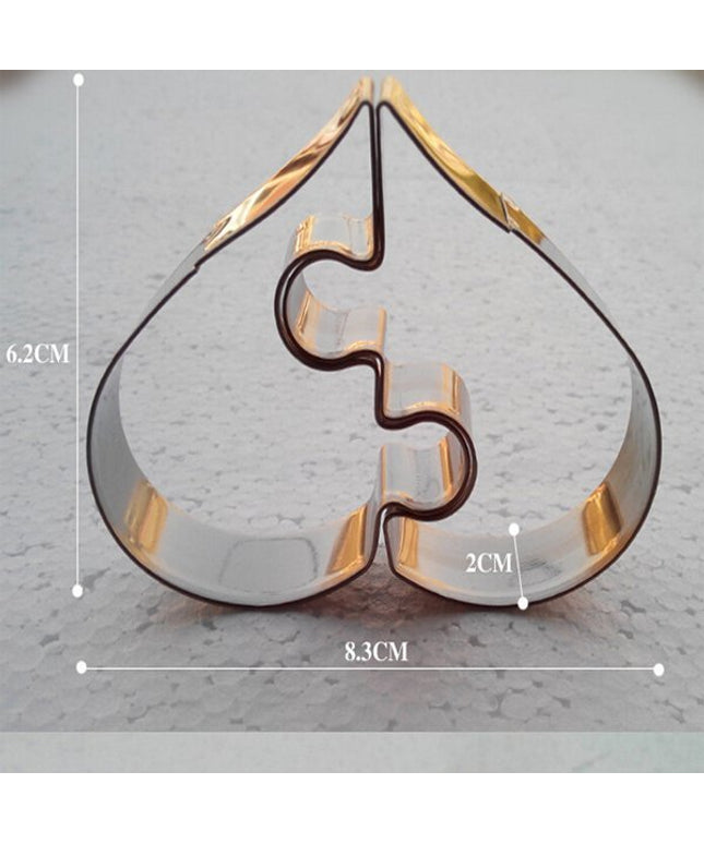 Love Heart Puzzle Mould ❤️ – Stainless Steel Biscuit, Cookie, and Pastry Cutter