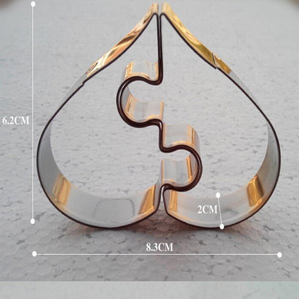 Love Heart Puzzle Mould ❤️ – Stainless Steel Biscuit, Cookie, and Pastry Cutter