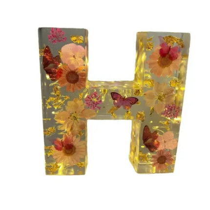 Letter Flower Transparent Flowers Resin Night Light Ornaments