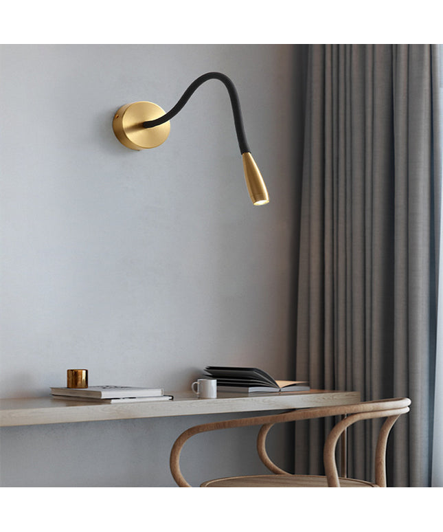 Hose LED Wall Lamp – Flexible Adjustable Black & Gold Light