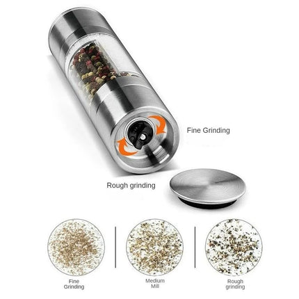 2-in-1 Salt and Pepper Grinder – Manual Stainless Steel Adjustable Mill