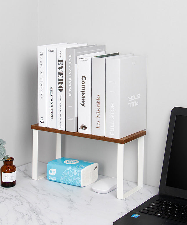 Japanese-Style Iron & Pine Desktop Storage Rack (Small / Large)