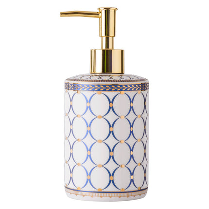 Nordic Ceramic Bathroom Set – 5 or 6 Pieces | Blue & Gold on White