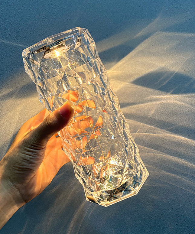 Nordic Crystal Lamp USB Table Lamps Bedroom Touch Dimming Atmosphere Diamond Night Light Rose Projector Lamp Decor
