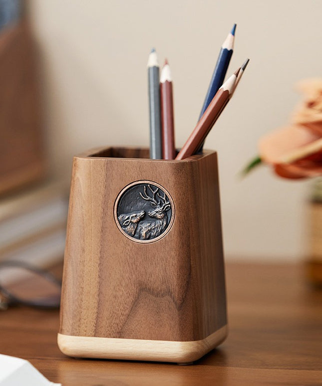 Luxury Walnut Pen Holder – Multifunctional Desk Organiser Gift