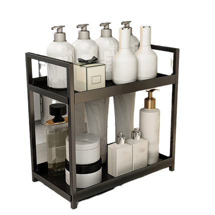 Free Standing Two-Layer Caddy – Modern Carbon Steel Storage Shelf