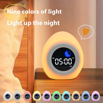 Silicone Alarm Clock with LED Light & Music – Rechargeable 9-Colour Mood Lamp