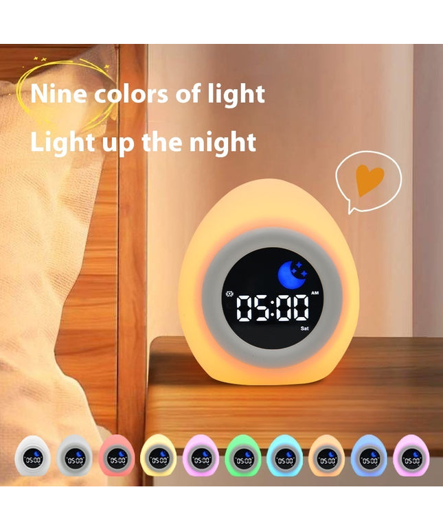 Silicone Alarm Clock with LED Light & Music – Rechargeable 9-Colour Mood Lamp